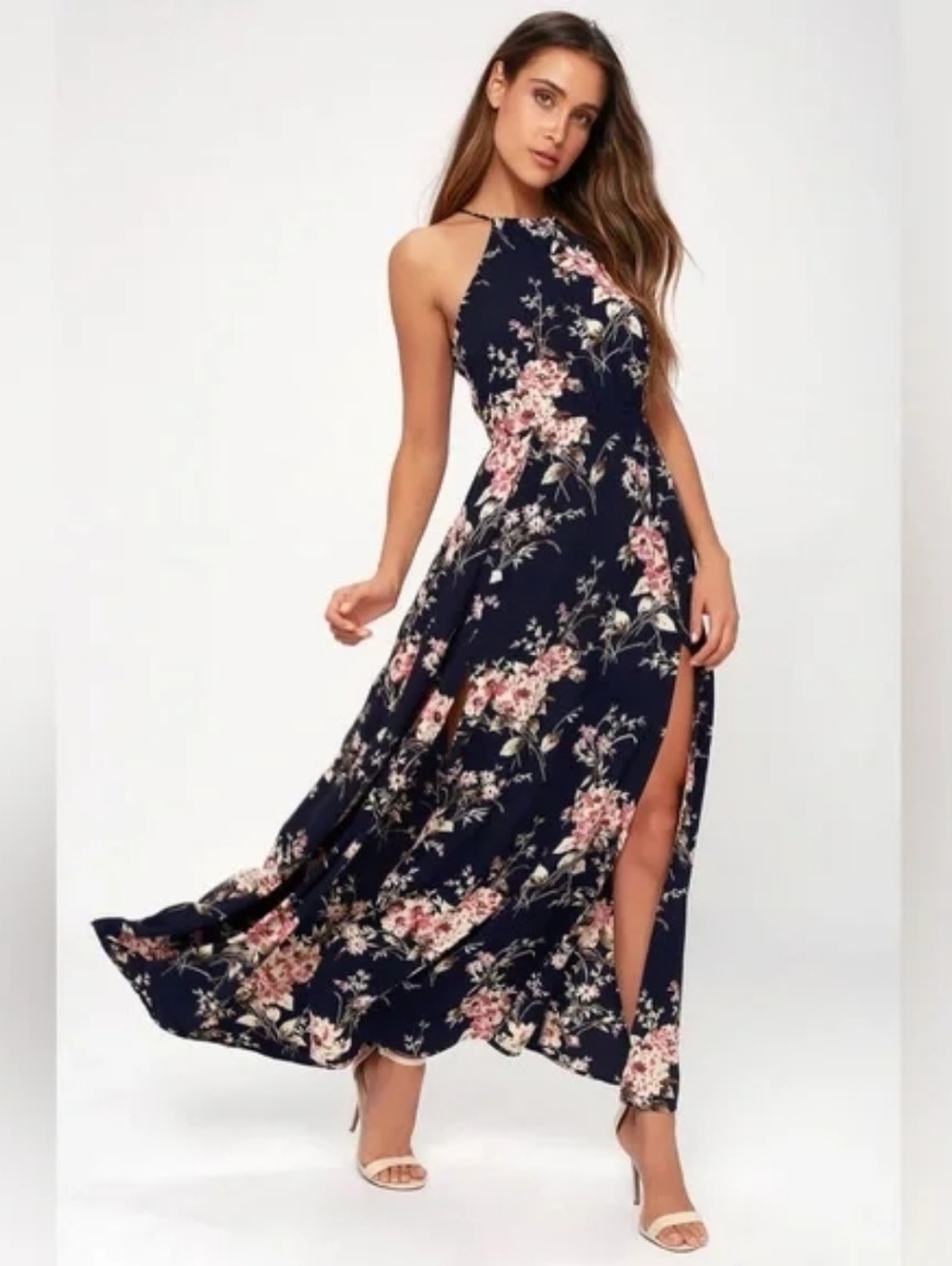 Lulu's Floral Tie-Back Gown